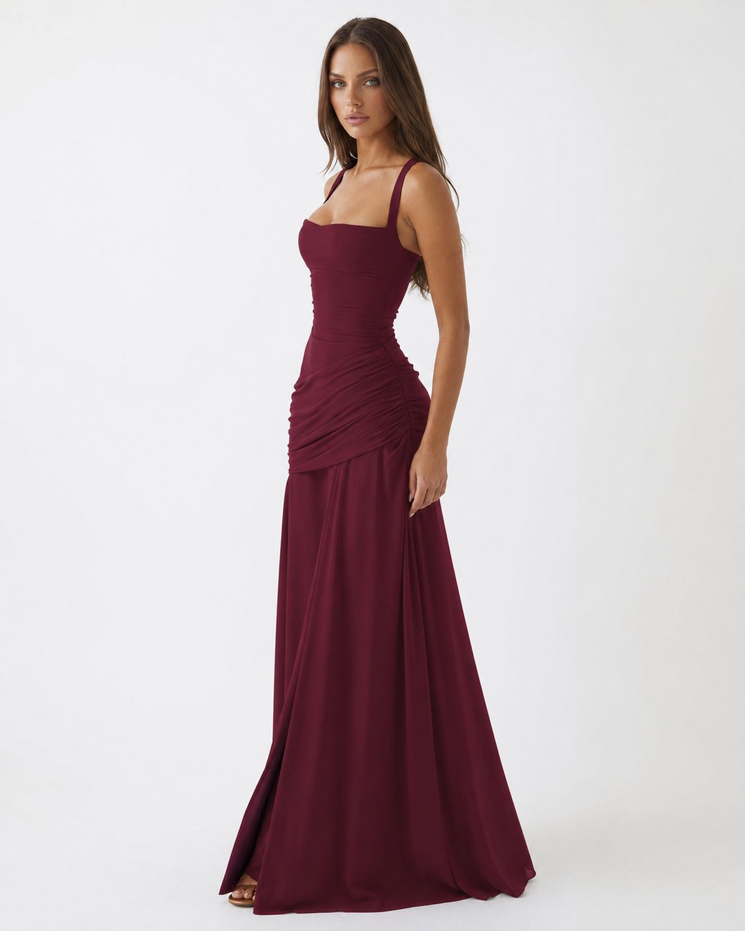 Phoebe Ruched Square-Neck Maxi Dress – product view
