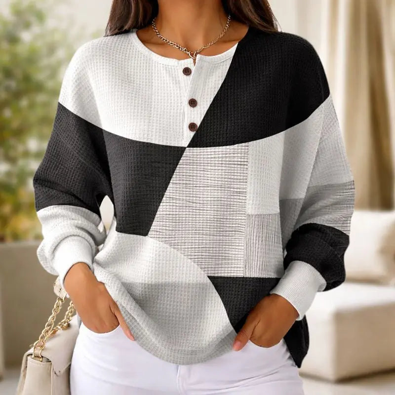 Monochrome Waffle-Knit Jumper