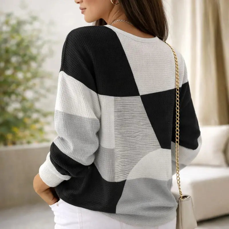 Monochrome Waffle-Knit Jumper
