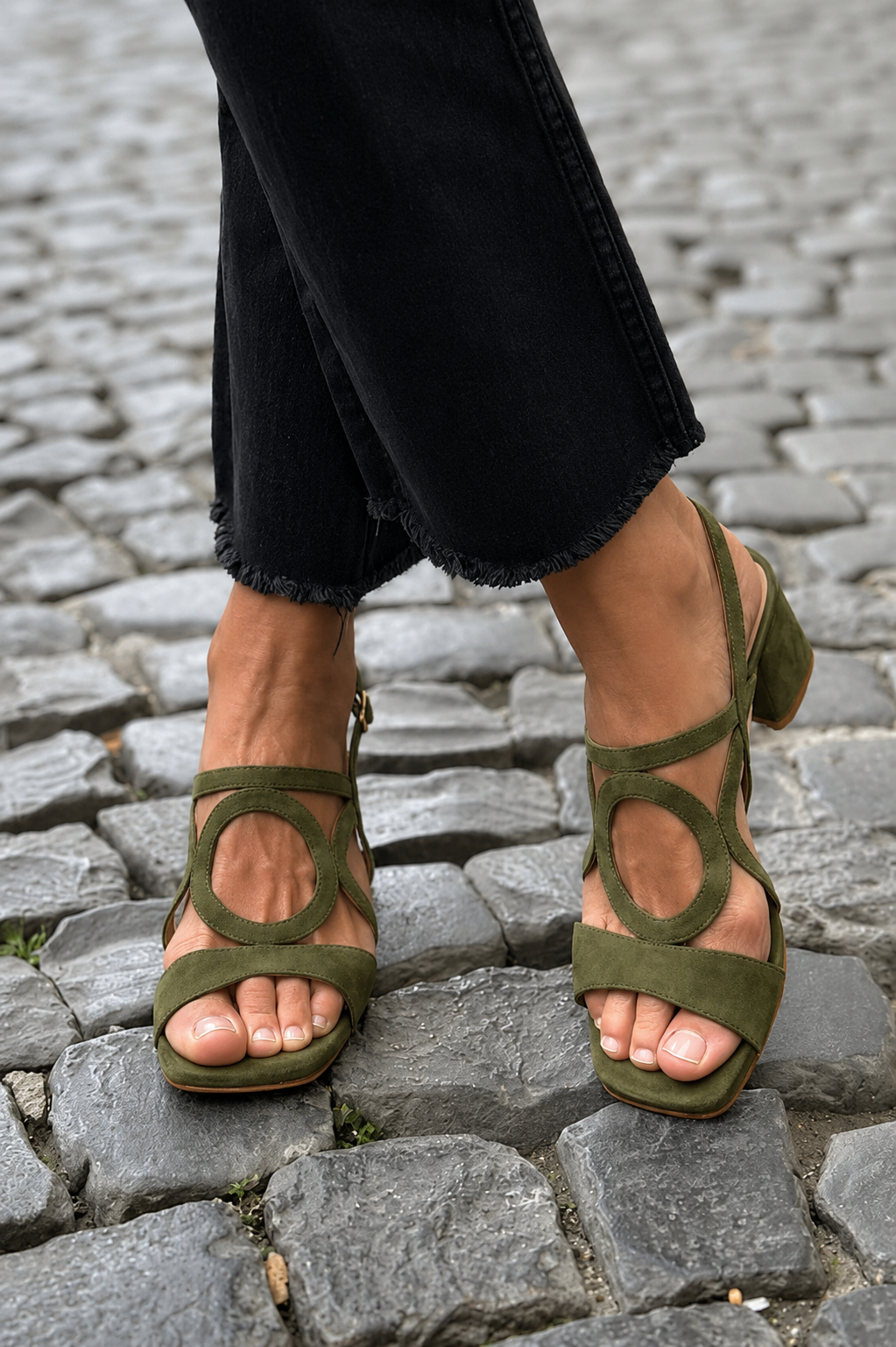 Valentina Colourful Leather Sandals – Green