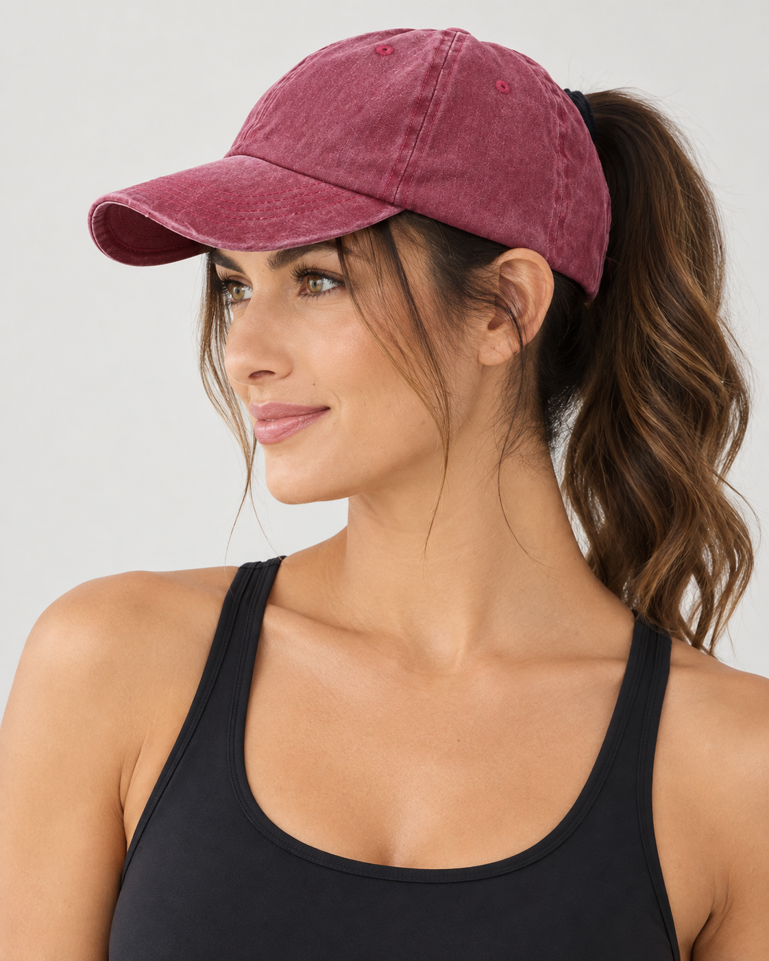 Washed High Ponytail Baseball Cap