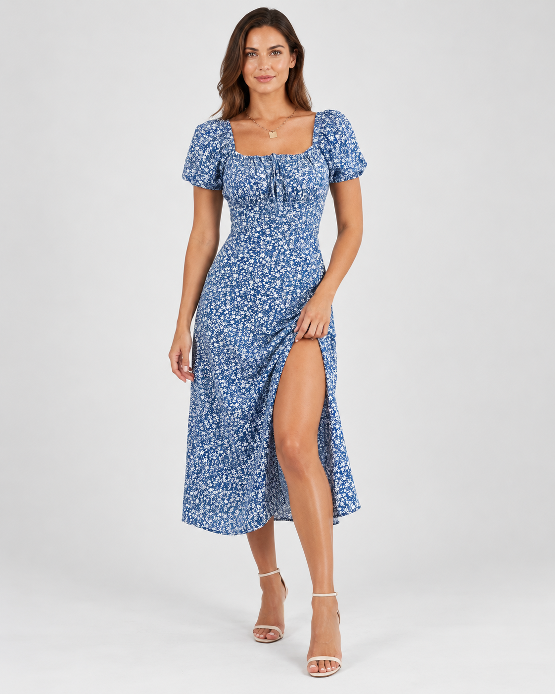Milkmaid Floral Midi Dress