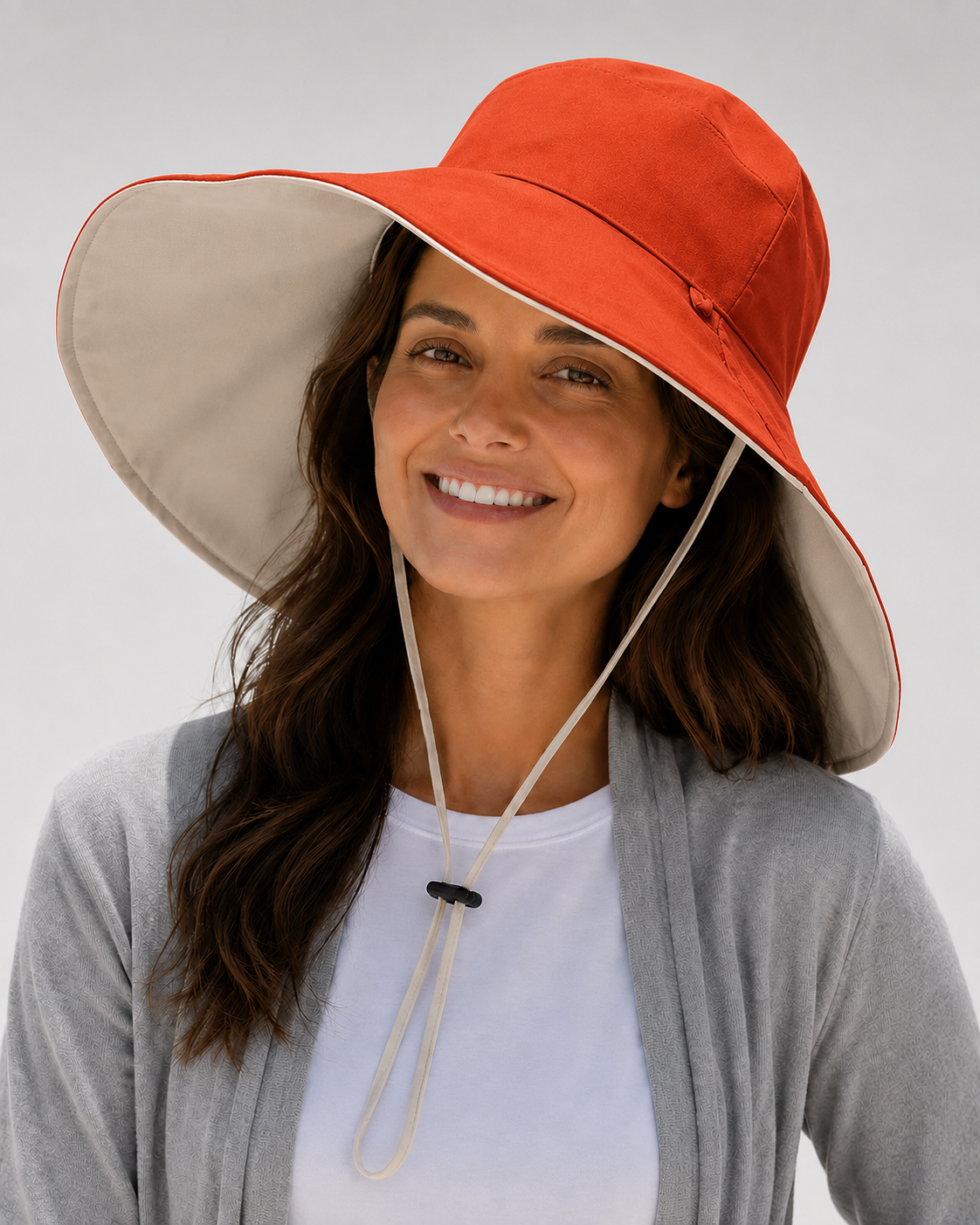 Aurelia Sun Coastal Reversible Hat – Orange Red, One Size