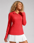 Aurelia Sun Quarter-Zip Polo Pullover – Red, AU 8