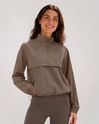 Aurelia Sun Lightweight Quarter-Zip Jacket – Coffee Brown, AU 8
