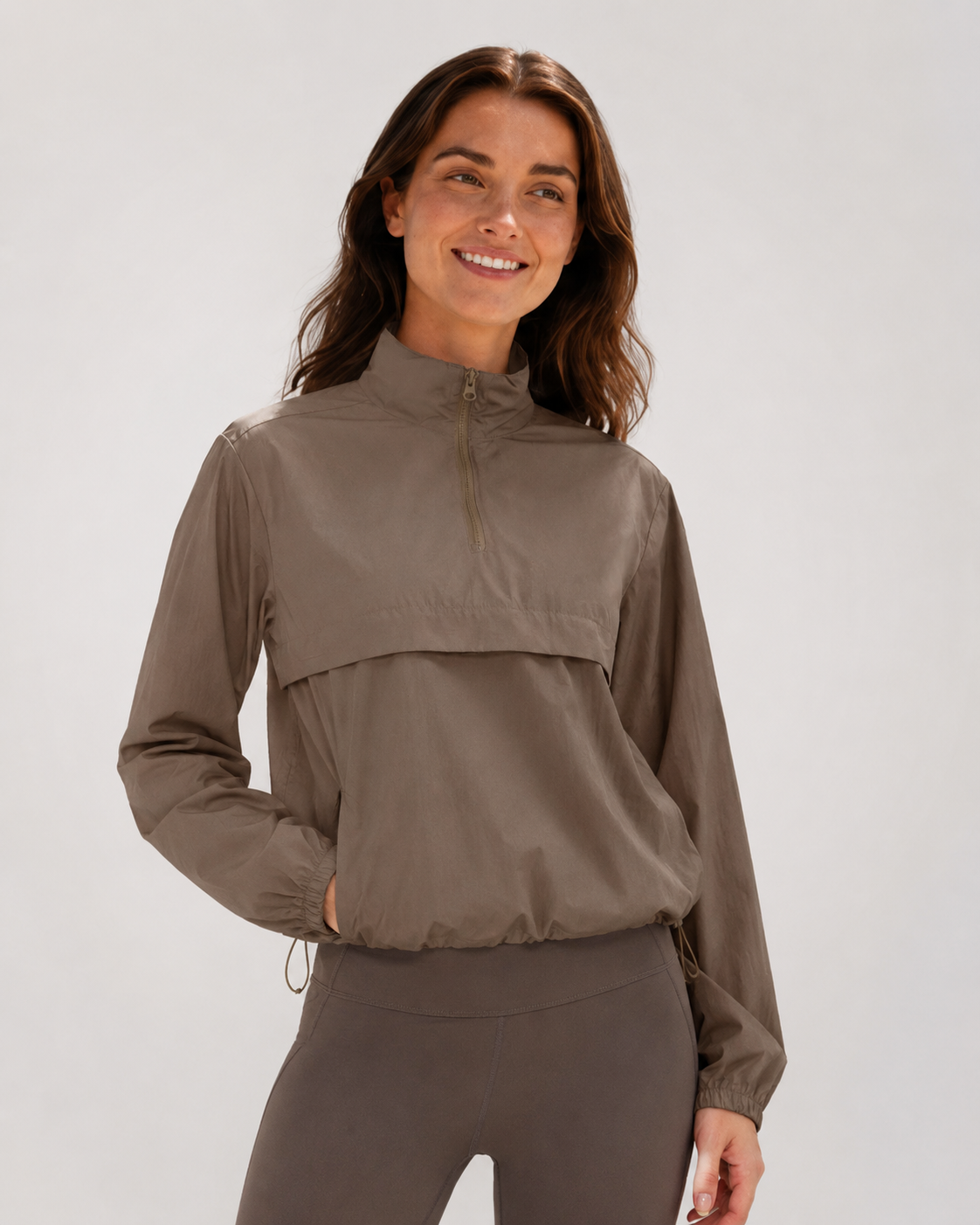 Aurelia Sun Lightweight Quarter-Zip Jacket – Coffee Brown, AU 8