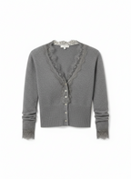 Clara Lace-Trim V-Neck Cardigan