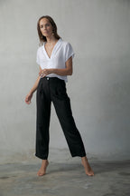 Collo Alto Linen Top – White by Aurelia Sun