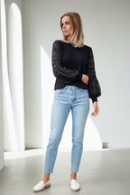 Molli Lace-Sleeve Knit Jumper – Black by Aurelia Sun