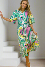 Leah Printed Midi Shirt Dress – Mint by Aurelia Sun