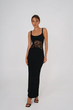 Floral Lace Panel Maxi Dress