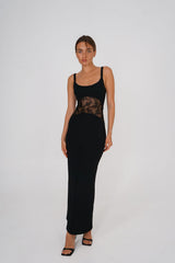 Floral Lace Panel Maxi Dress