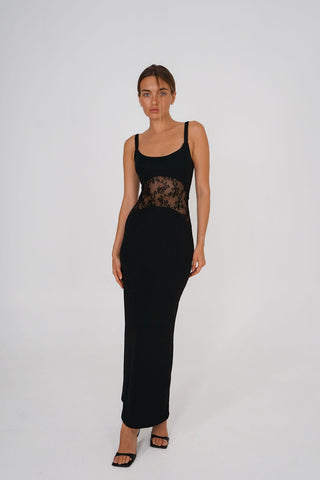 Floral Lace Panel Maxi Dress