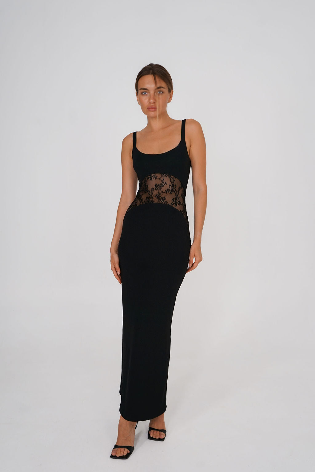Floral Lace Panel Maxi Dress