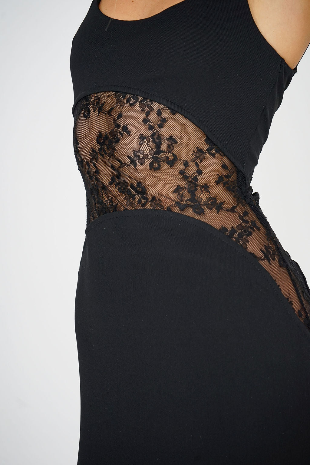 Floral Lace Panel Maxi Dress