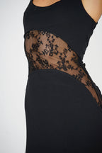 Floral Lace Panel Maxi Dress