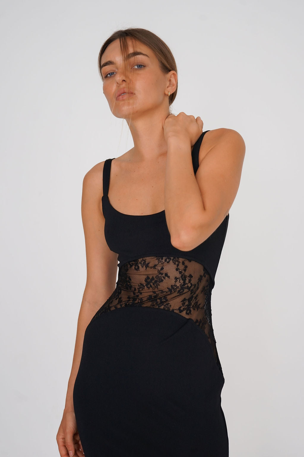 Floral Lace Panel Maxi Dress