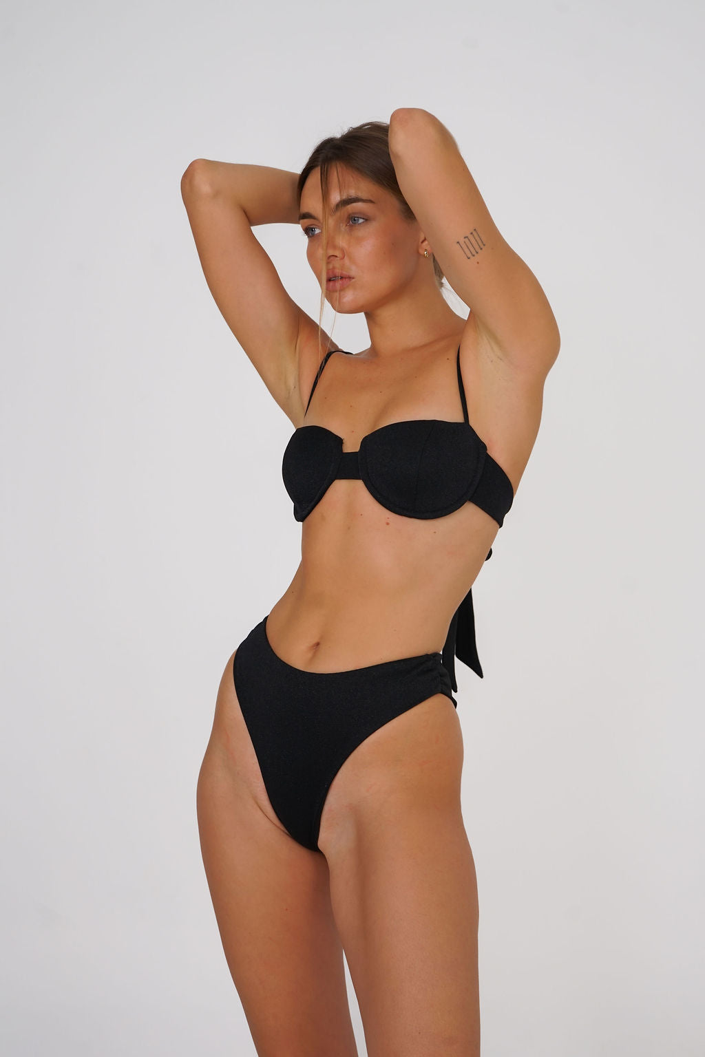 Metallic High-Waist Bikini Bottom