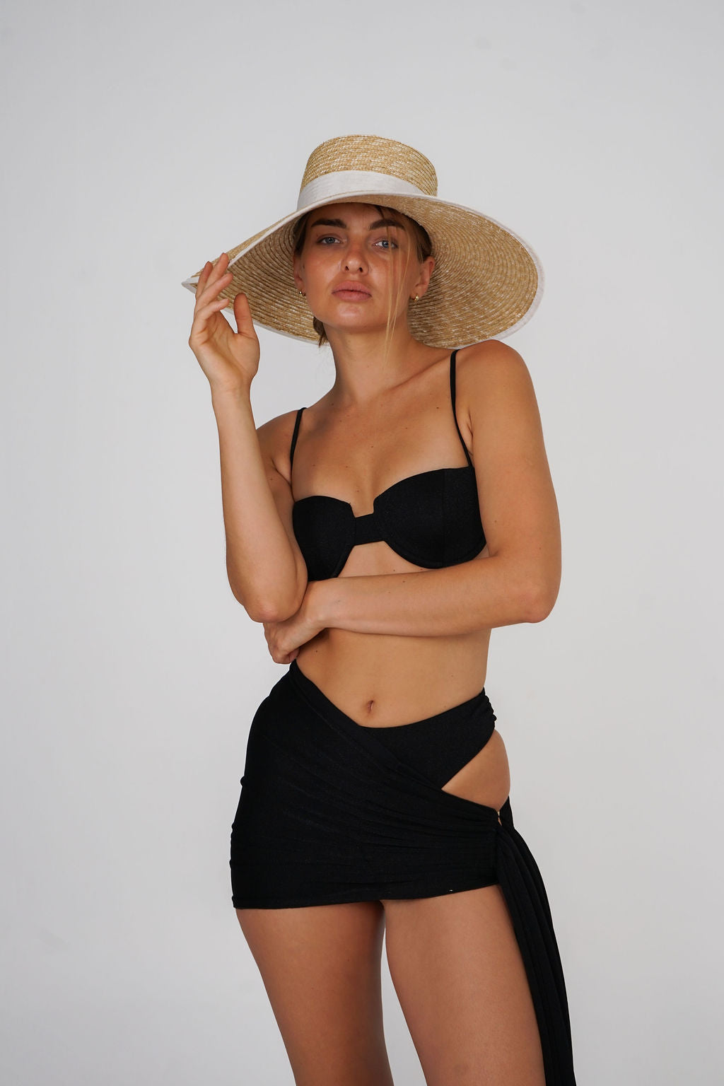 Metallic Draped Sarong Skirt