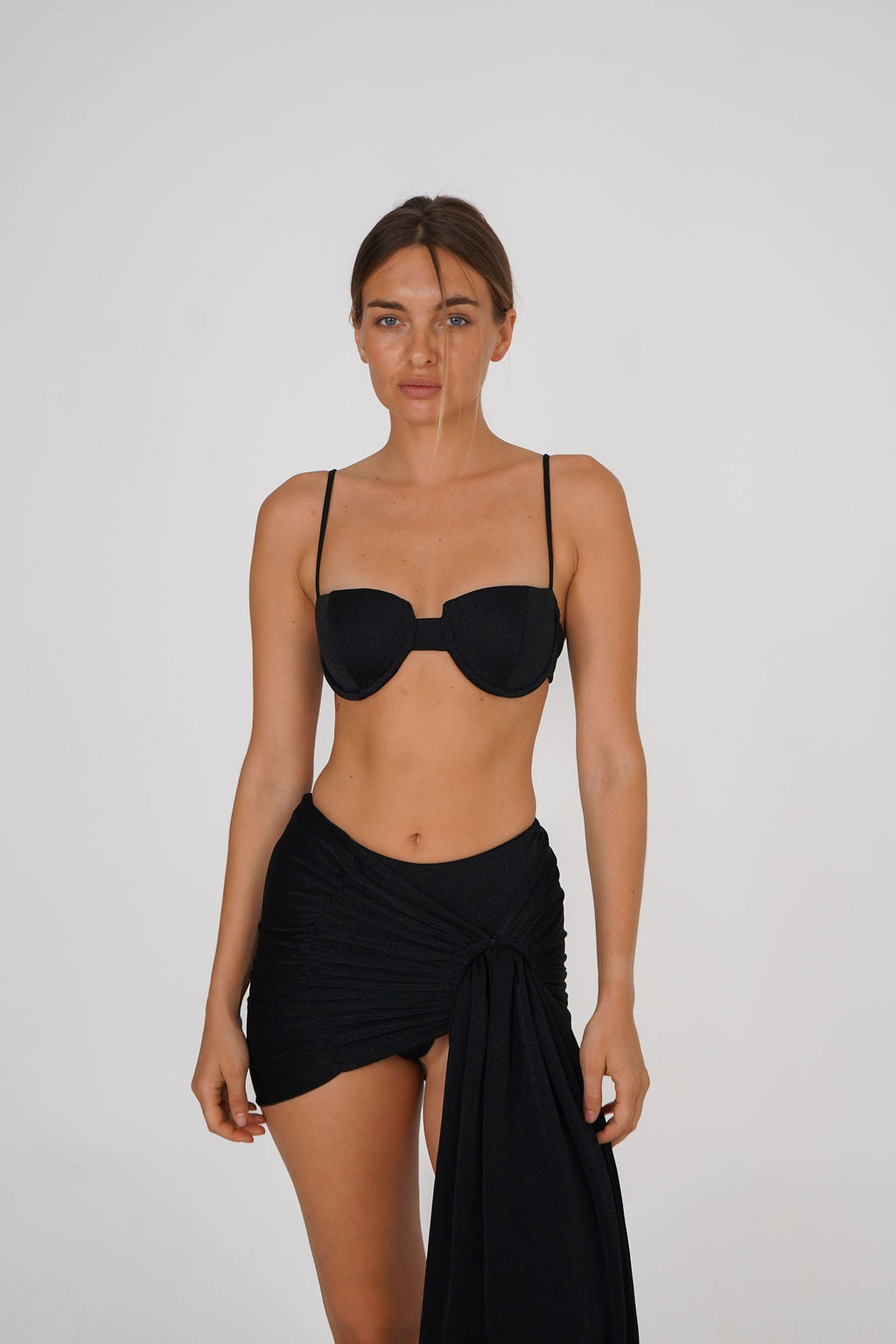 Metallic Draped Sarong Skirt