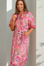 Leah Paisley Midi Shirt Dress – Pink by Aurelia Sun