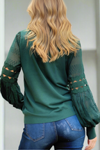 Molli Lace-Sleeve Knit Jumper – Bottle Green by Aurelia Sun
