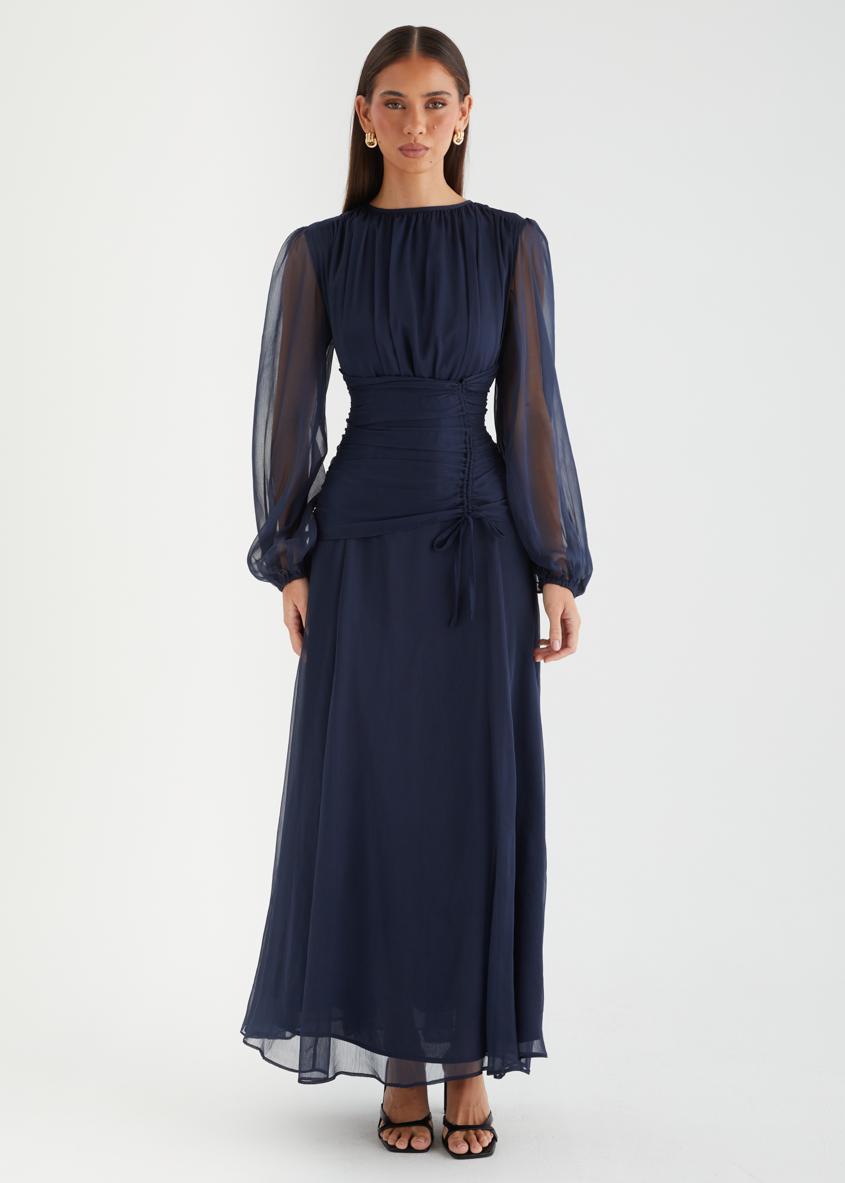 Classic Navy Evening Maxi Dress