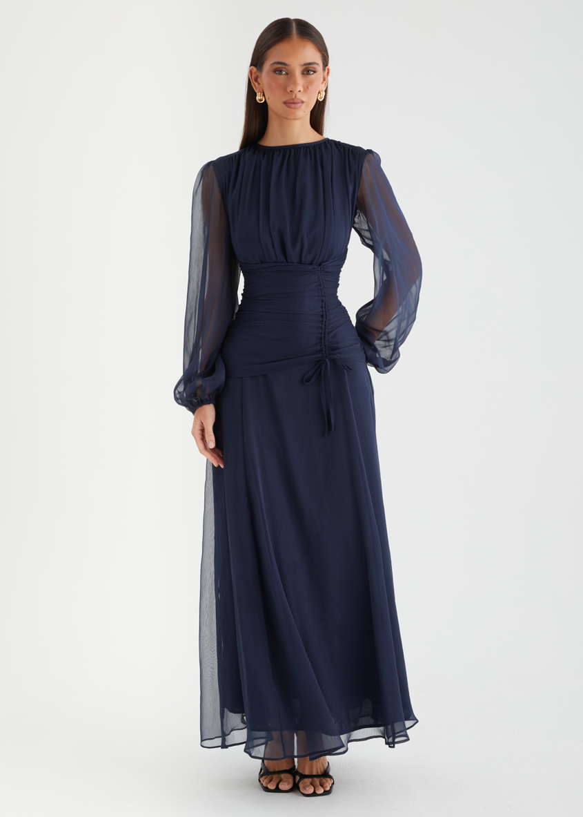 Classic Navy Evening Maxi Dress