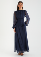 Classic Navy Evening Maxi Dress