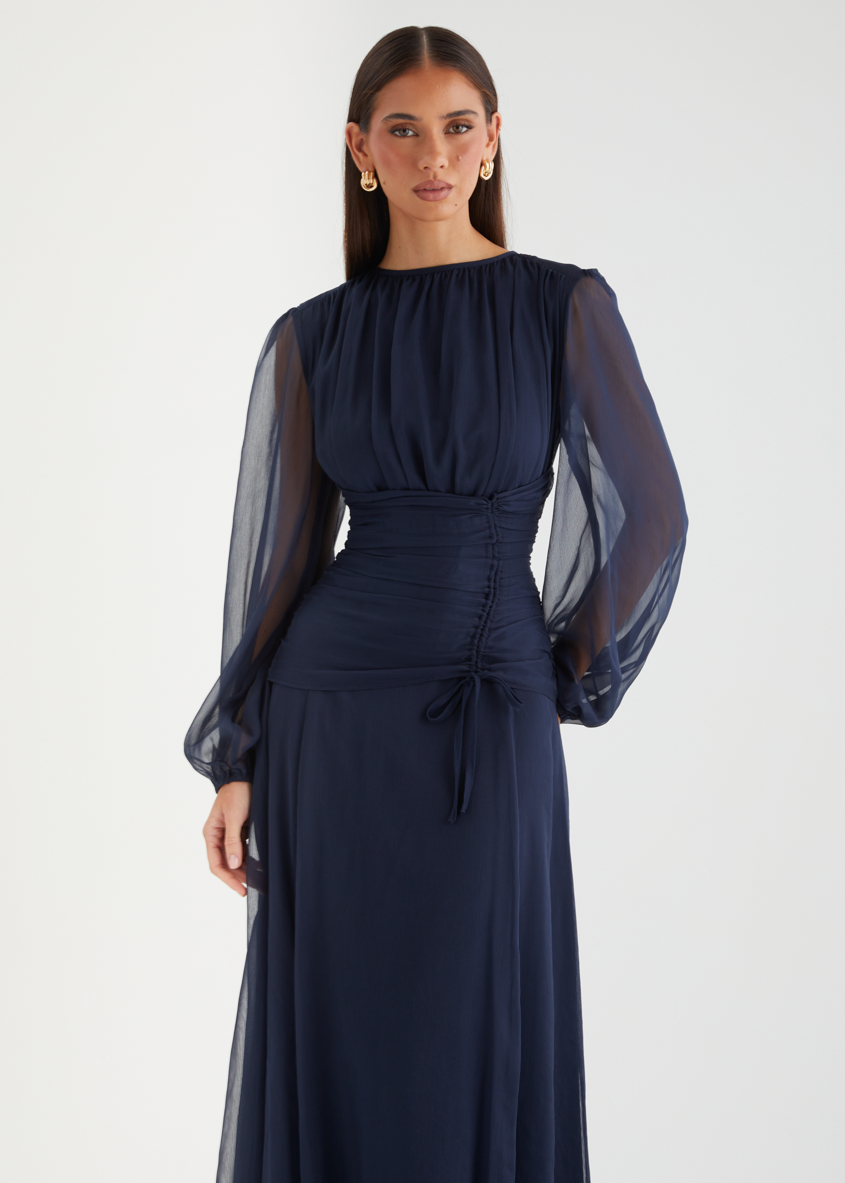 Classic Navy Evening Maxi Dress