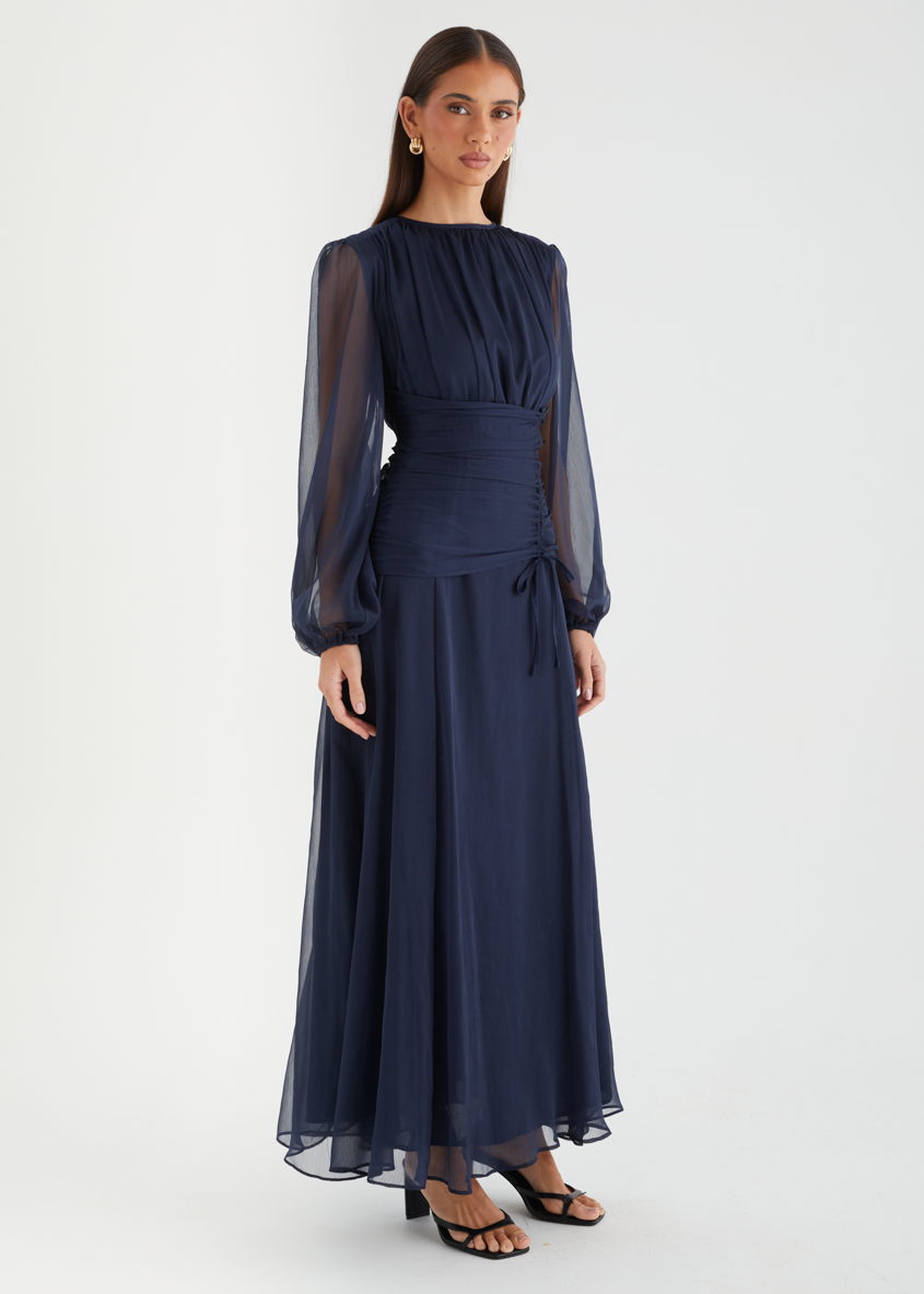 Classic Navy Evening Maxi Dress