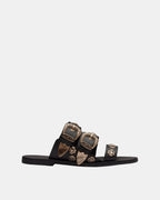 Eastwood Western Leather Slide – Black/Gold by Aurelia Sun