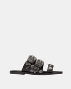 Eastwood Western Leather Slide – Black/Silver by Aurelia Sun