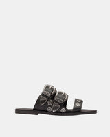 Eastwood Western Leather Slide – Black/Silver