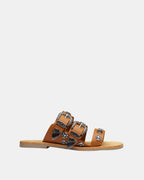 Eastwood Leather Slide – Tan/Silver by Aurelia Sun