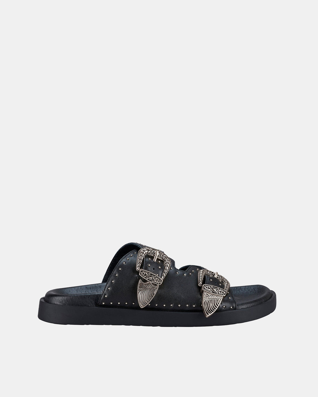 Eastwood Stud Leather Footbed – Black/Silver by Aurelia Sun
