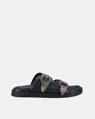 Eastwood Stud Leather Footbed – Black/Silver