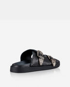 Eastwood Stud Leather Footbed – Black/Silver by Aurelia Sun