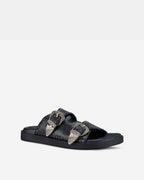 Eastwood Stud Leather Footbed – Black/Silver by Aurelia Sun