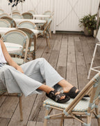 Eastwood Stud Leather Footbed – Black/Silver by Aurelia Sun