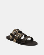 Eastwood Stud Leather Slide – Black/Gold by Aurelia Sun
