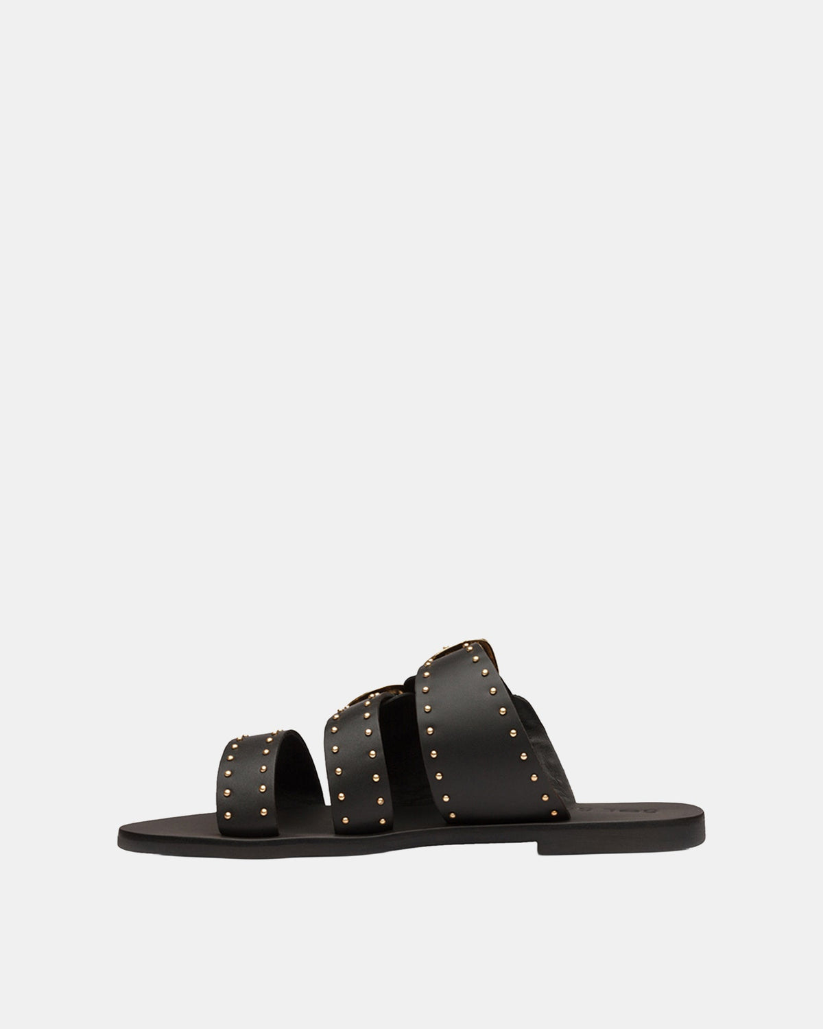 Eastwood Stud Leather Slide – Black/Gold by Aurelia Sun