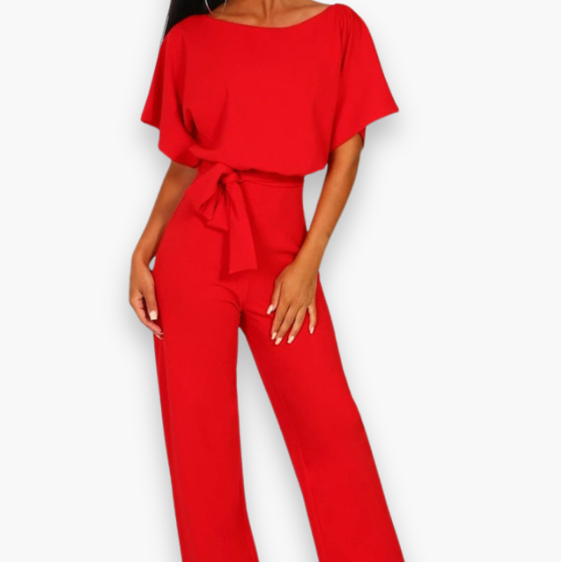 Waist-Defined Wide-Leg Occasion Jumpsuit