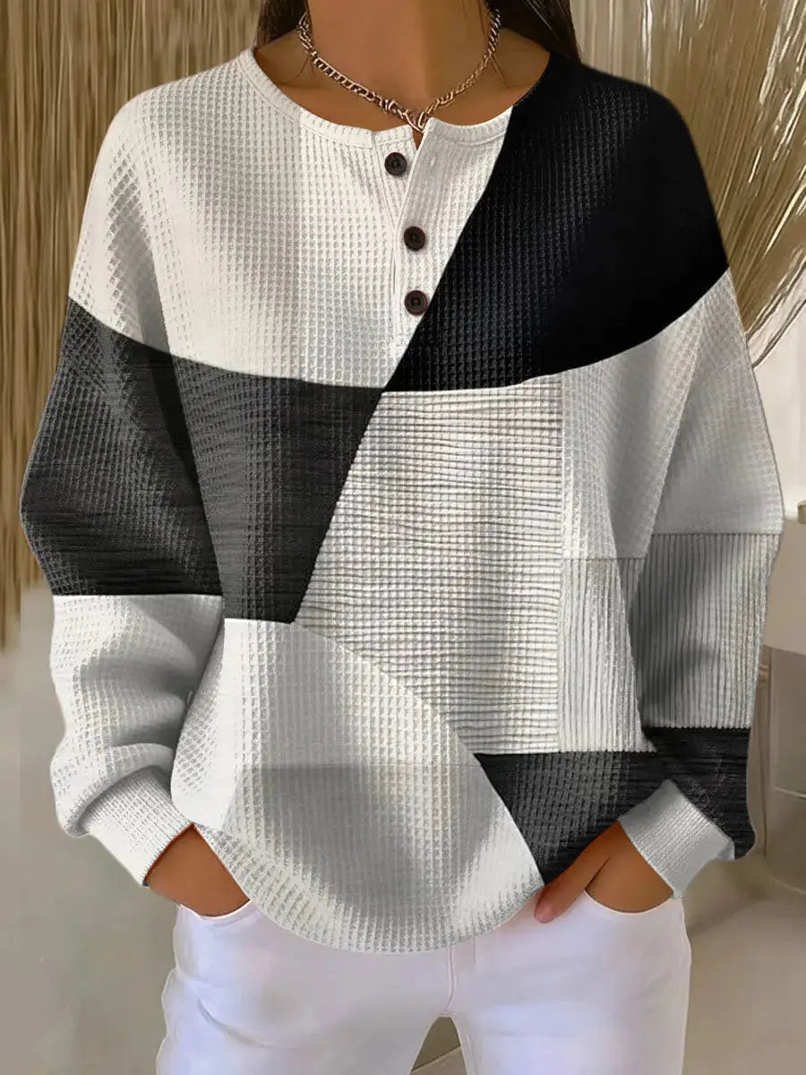 Monochrome Waffle-Knit Jumper