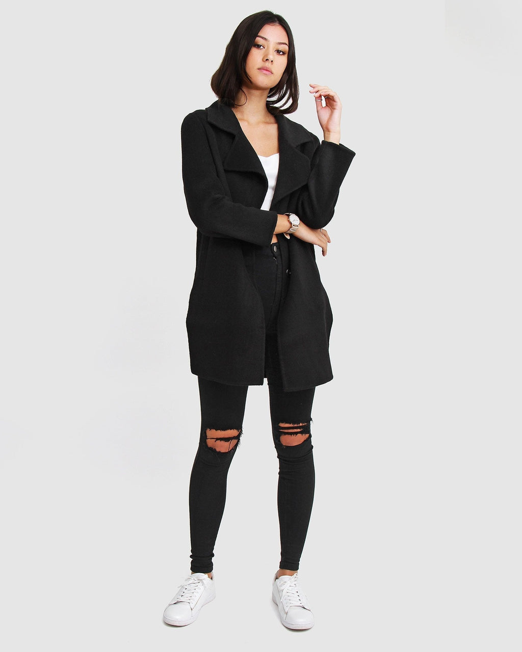 Rowan Oversized Wool Blend Jacket – Black by Aurelia Sun