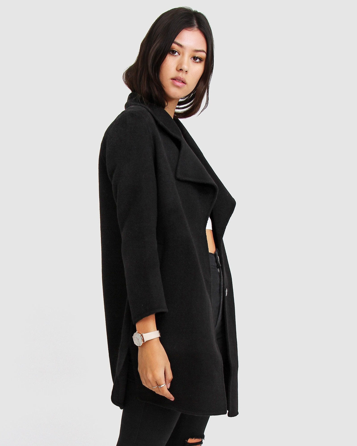 Rowan Oversized Wool Blend Jacket – Black by Aurelia Sun