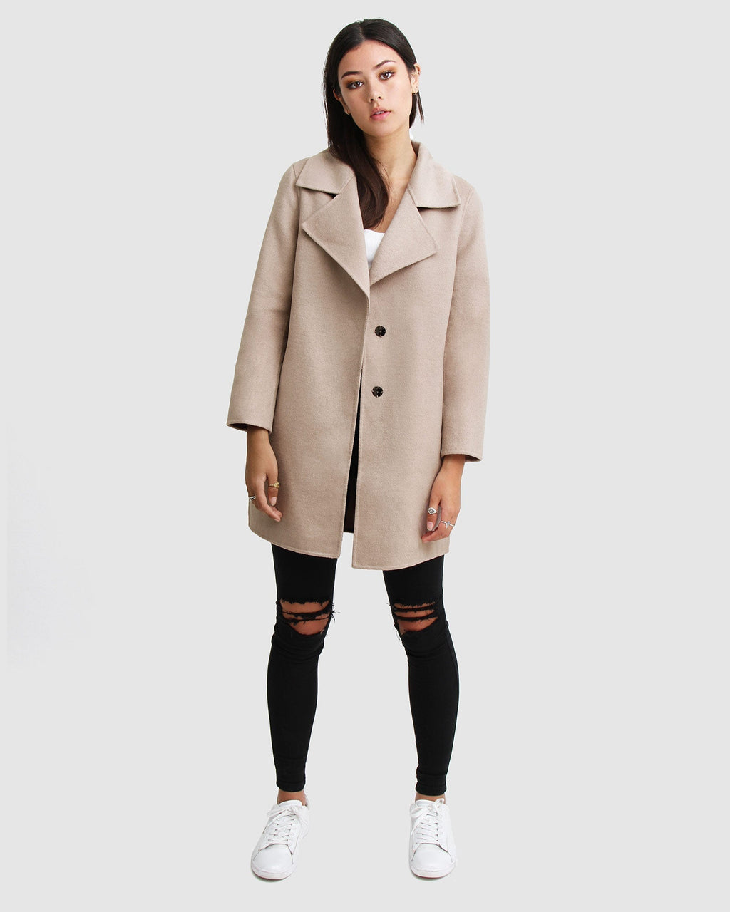 Rowan Oversized Wool Blend Jacket – Sand by Aurelia Sun