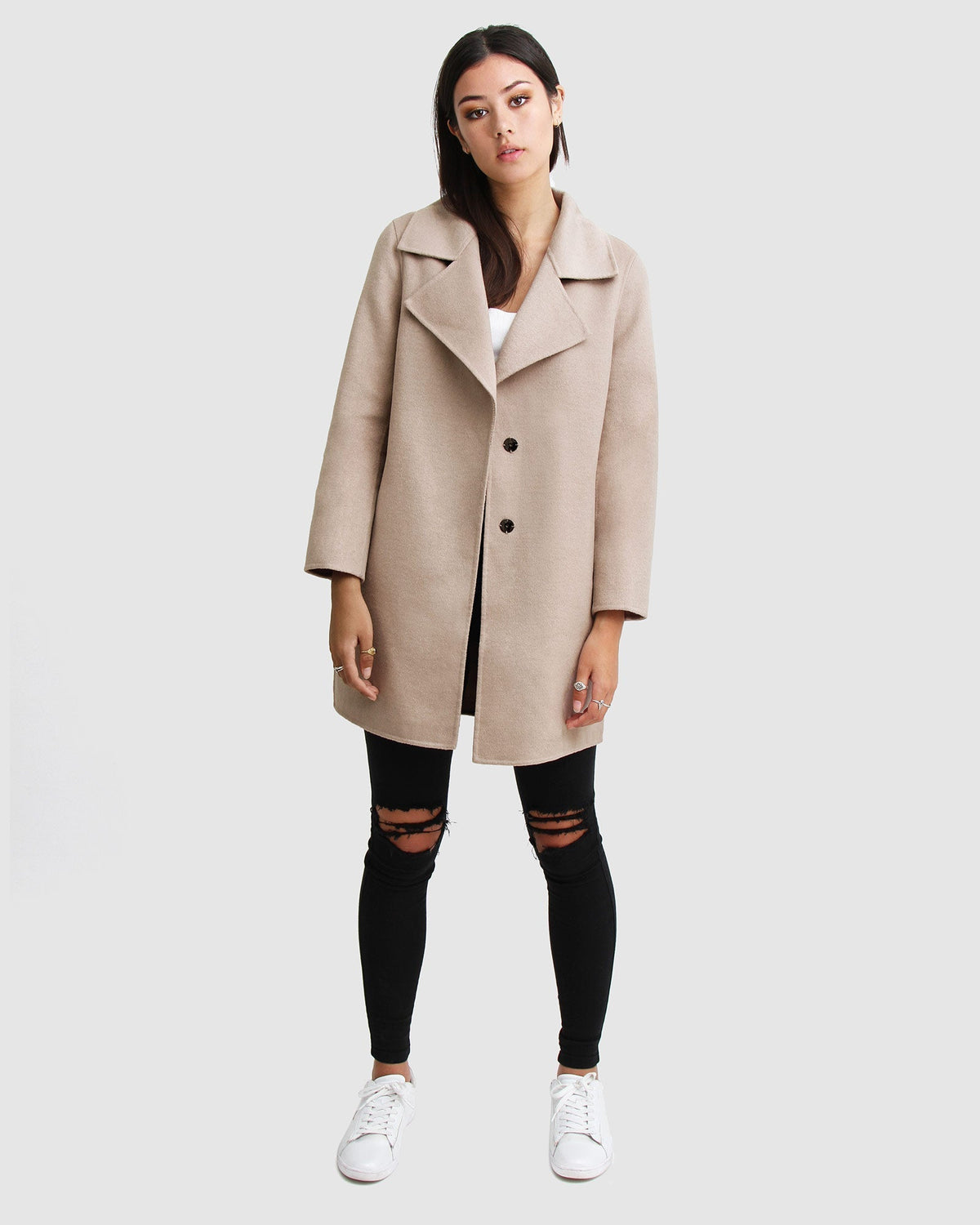 Rowan Oversized Wool Blend Jacket – Sand by Aurelia Sun