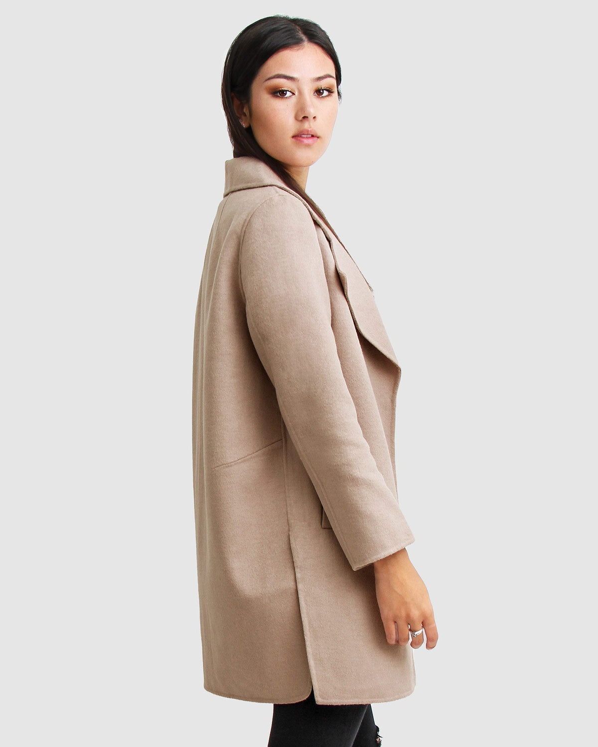 Rowan Oversized Wool Blend Jacket – Sand by Aurelia Sun