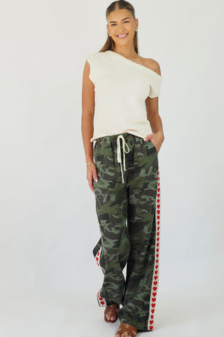 Camo Heart Racer Wide Leg Jeans